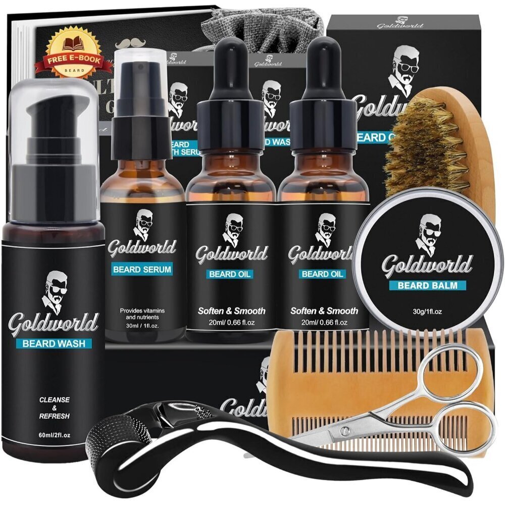 Premium Beard Grooming Kit – 2 Oils, Balm & Wash Set